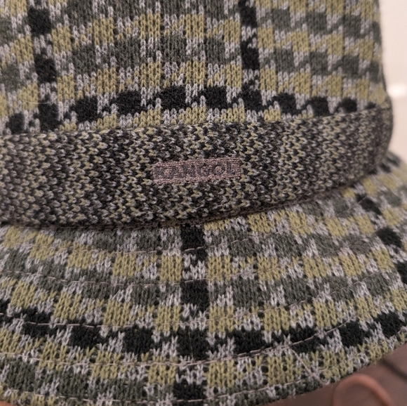 KANGOL Green and Black Checkered Tweed Bucket Hat - Picture 10 of 11